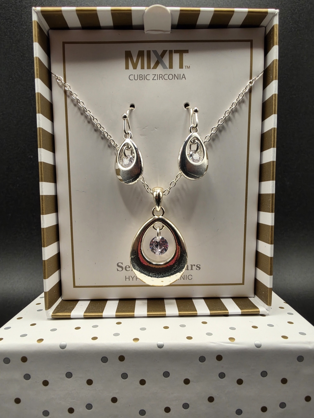 jcpenney MIXIT Silver Necklace and Earring Set with Pink Stone